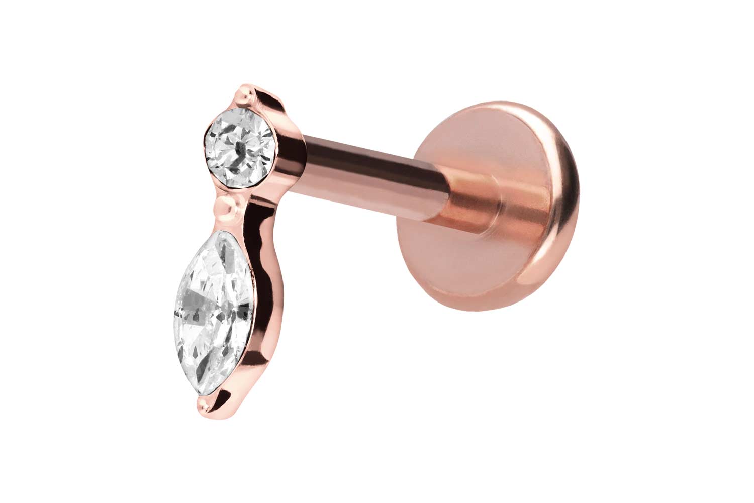 Titan Labret Piercing mit Push Fit KRISTALLBLATT